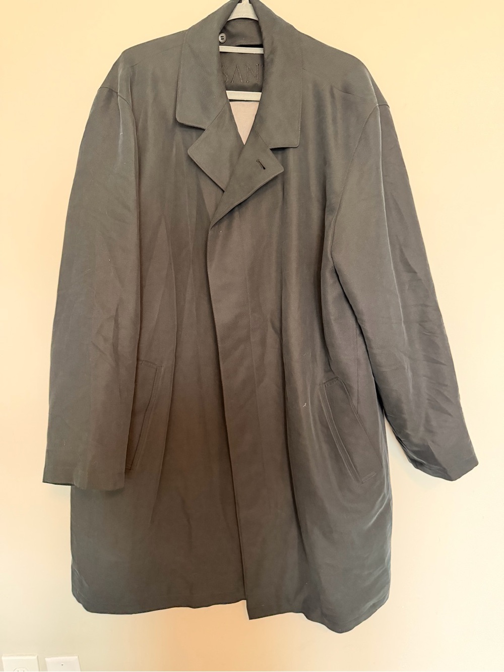Sanyo Men's Black Overcoat Trench Jacket Removable Quilted Liner R 46 EUC!
